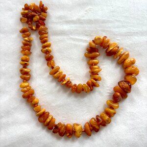 VINTAGE Antique Genuine BALTIC AMBER Egg Yolk Nuggets Necklace  71 g